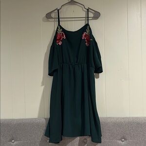 Floral Embroidered Green Dress